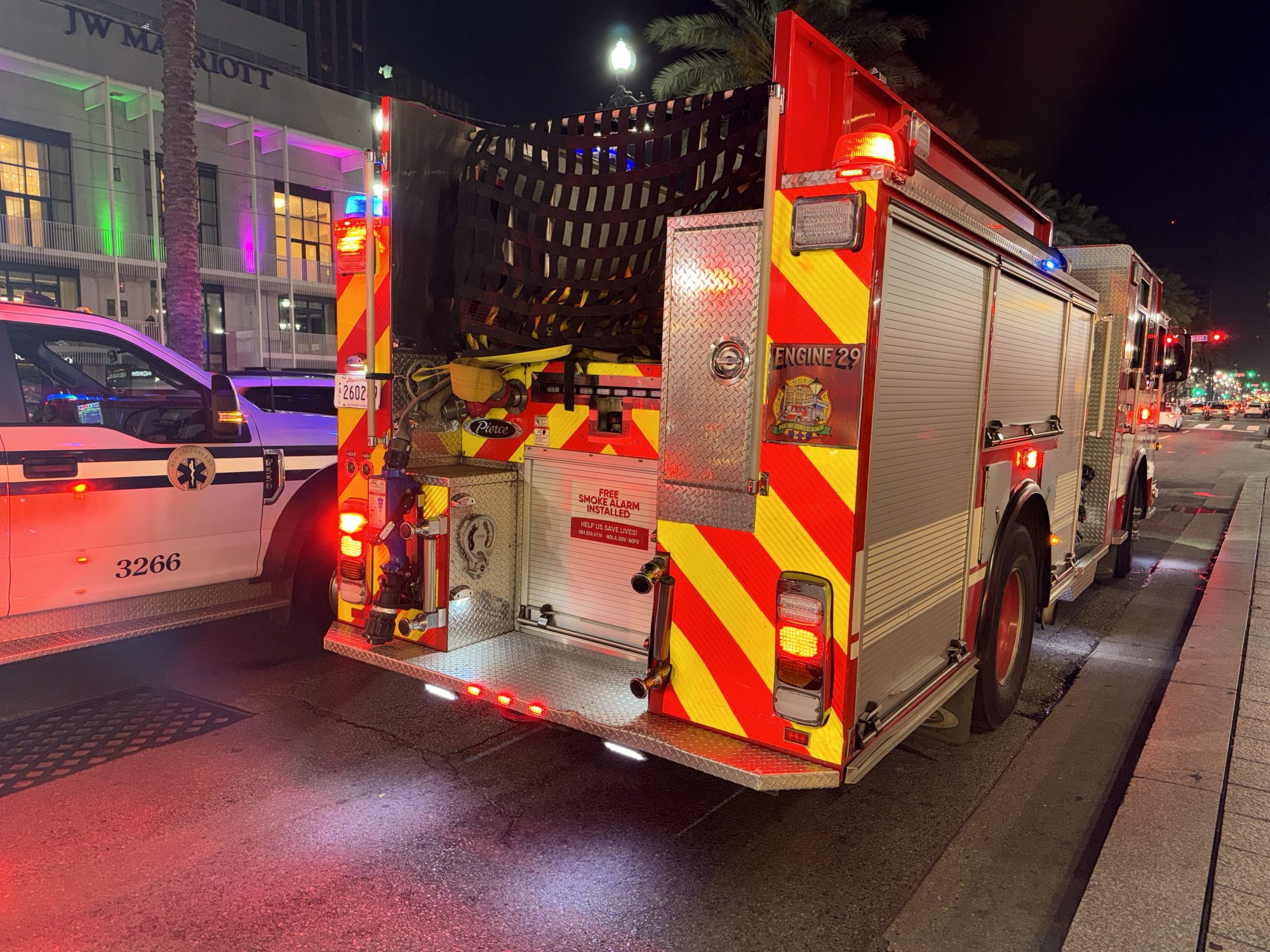 reflective chevron conspicuity on fire truck