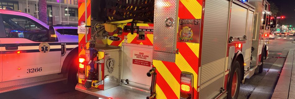 reflective chevron conspicuity on fire truck
