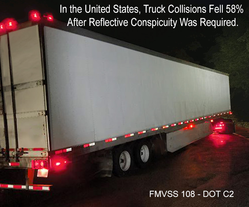 percentage decrease in collisions reflective tape